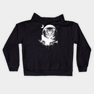 BW Astronaut Cat Kids Hoodie